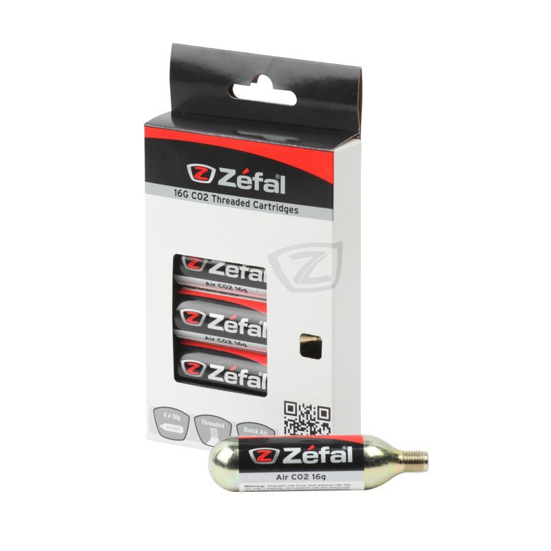 Cartuchos CO₂ ZEFAL 16 g con Rosca – Pack 6 Unidades