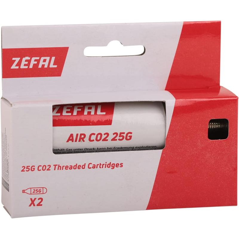 Cartuchos CO₂ ZEFAL 25 g con Rosca – Blíster 2 Unidades