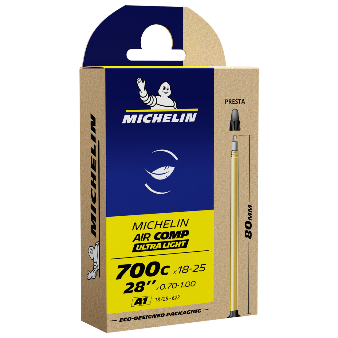 Cámara Michelin Ultra Light 700x18‑23C Presta 60 mm
