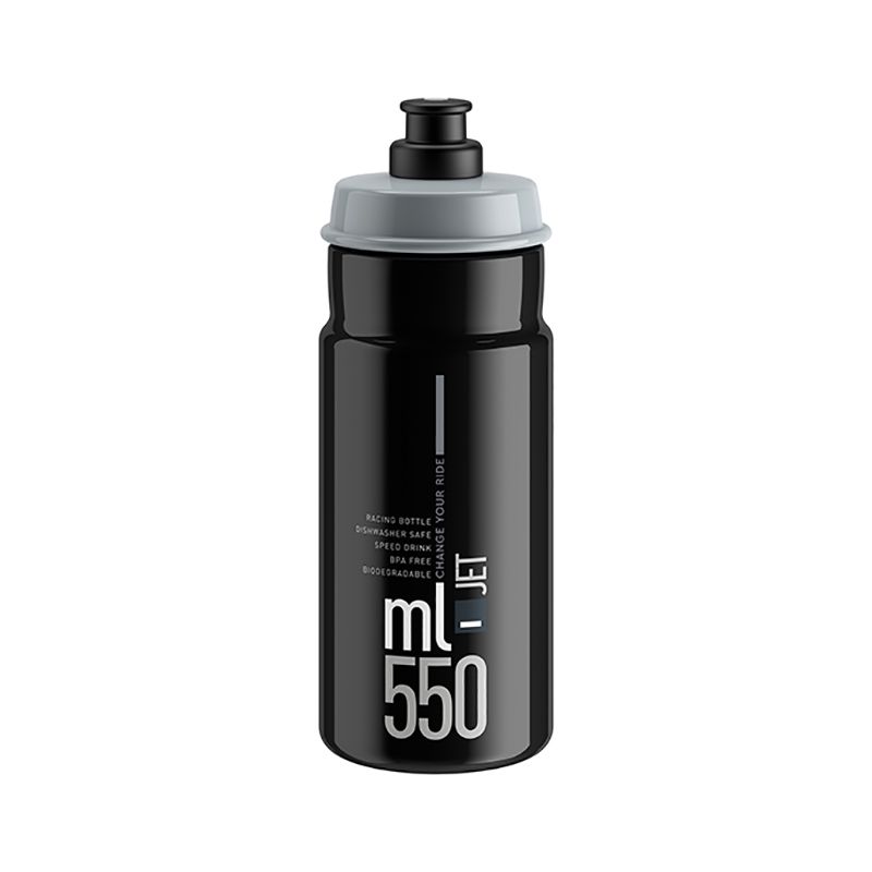 Bidón ELITE Jet Negro con Logo Gris 550 ml