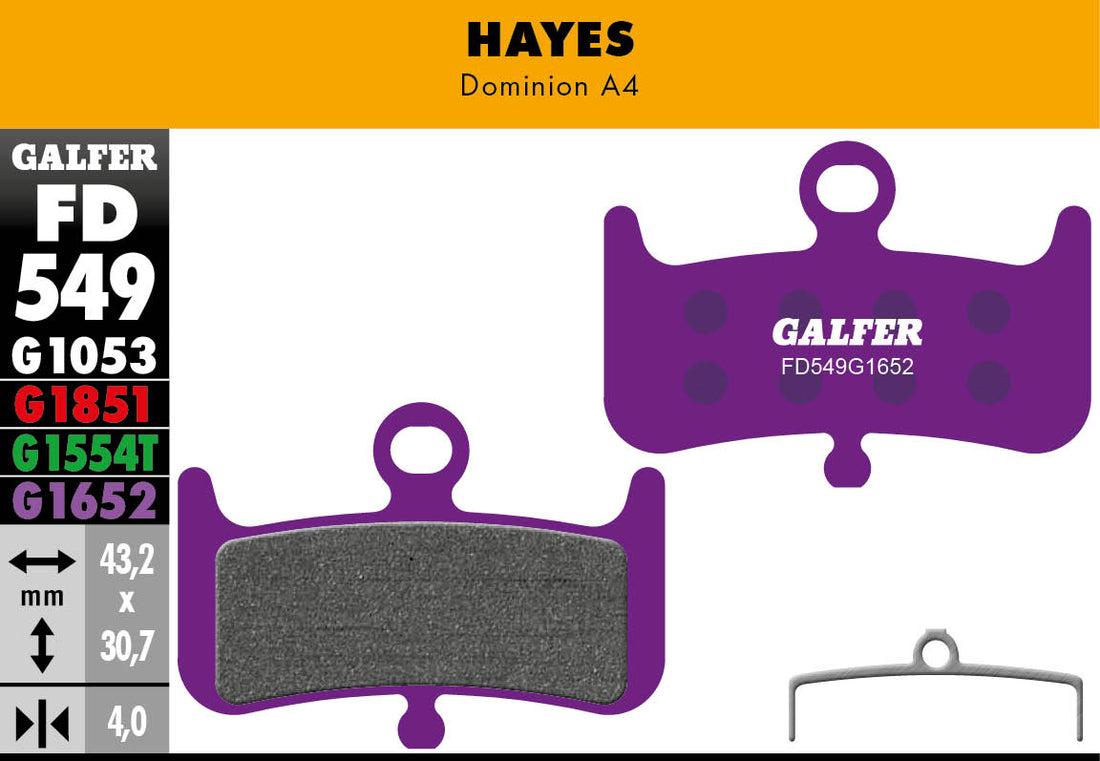Pastillas de Freno GALFER G1652 E‑Bike Hayes Dominion A4